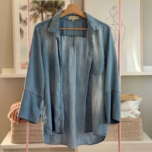 Cloth & Stone from Anthropologie Chambray Button-Up Shirt - Light Blue (L)